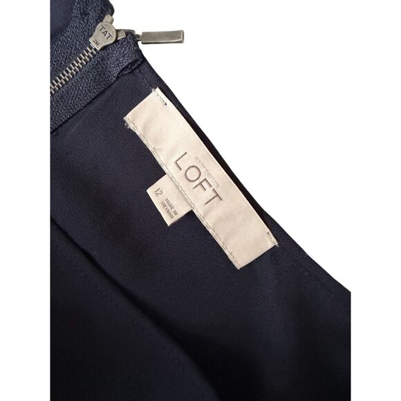 ANN TAYLOR LOFT Navy Black Lace Peplum Tank Top Size 12 - Picture 2 of 8